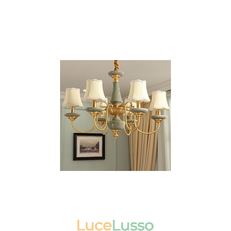 Lampadario tutto in rame Lampadario decorativo in giada