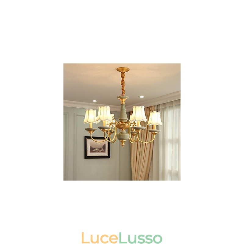 Lampadario tutto in rame Lampadario decorativo in giada