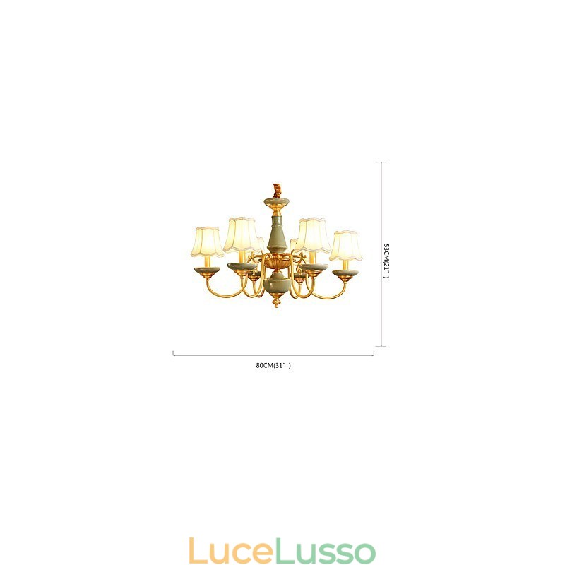Lampadario tutto in rame Lampadario decorativo in giada