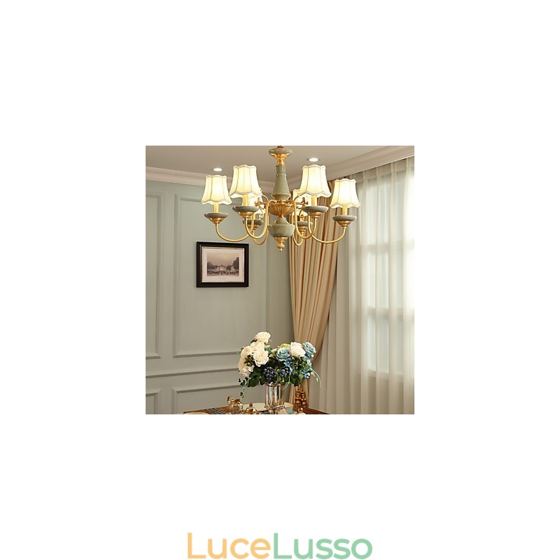 Lampadario tutto in rame Lampadario decorativo in giada