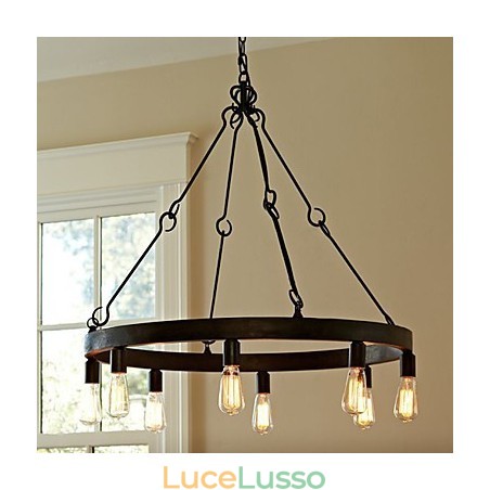 Lampada a sospensione in ferro in stile retrò con 8 luci Lampada a sospensione in ferro in stile retrò con 8 luci