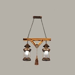 Rustic Lodge Globe Vintage Retro Country Painting Caratteristica per Mini Style Designers Lampadario in metallo