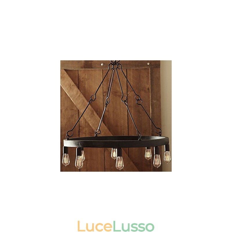 Lampada a sospensione in ferro in stile retrò con 8 luci