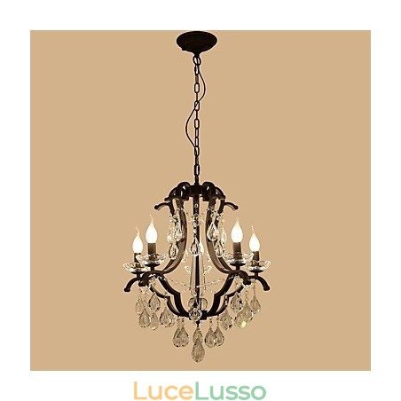 Lampadario di cristallo a 5 luci moderno contemporaneo tradizionale classico rustico lodge vintage retrò lanterna tamburo paese dipinto Lampadario di cristallo a 5 luci moderno contemporaneo tradizionale classico rustico lodge vintage retrò lanterna tamburo paese dipinto