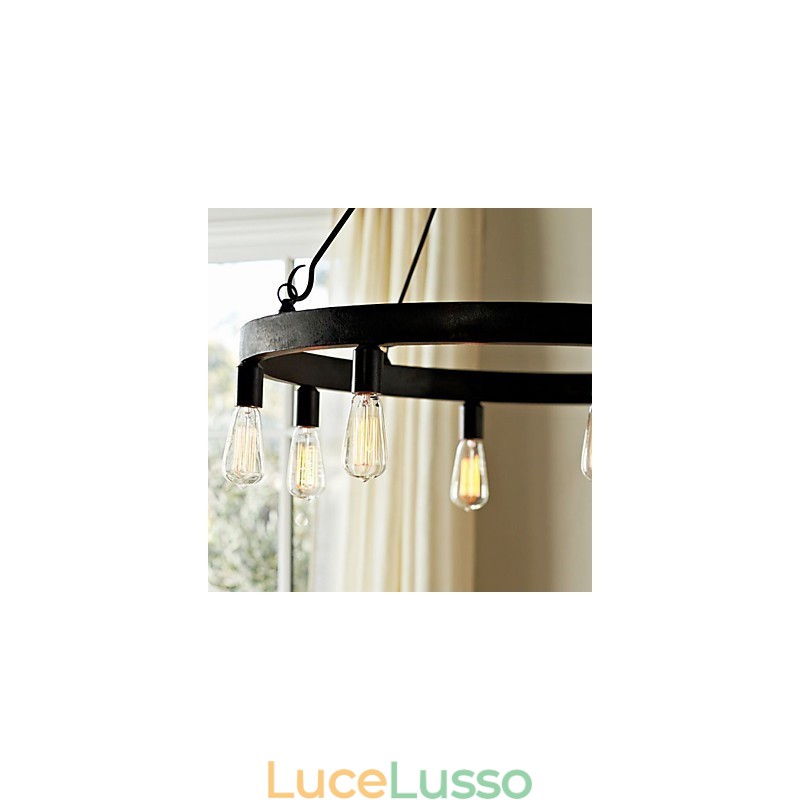 Lampada a sospensione in ferro in stile retrò con 8 luci