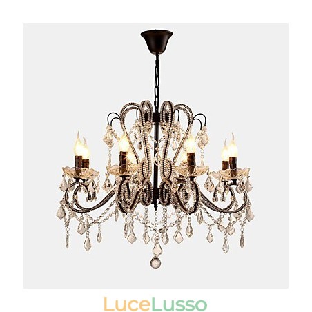 Lampadario di cristallo a 8 luci moderno contemporaneo tradizionale classico rustico lodge vintage retrò Lampadario di cristallo a 8 luci moderno contemporaneo tradizionale classico rustico lodge vintage retrò