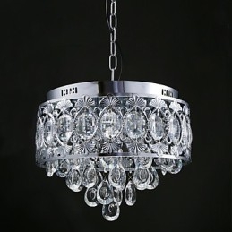 Elegante lampadario moderno in cristallo trasparente con 4 luci