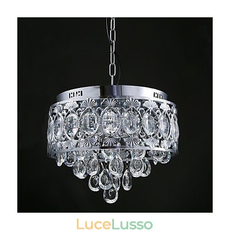 Elegante lampadario moderno in cristallo trasparente con 4 luci Elegante lampadario moderno in cristallo trasparente con 4 luci