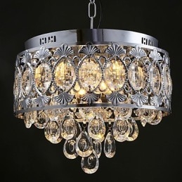 Elegante lampadario moderno in cristallo trasparente con 4 luci