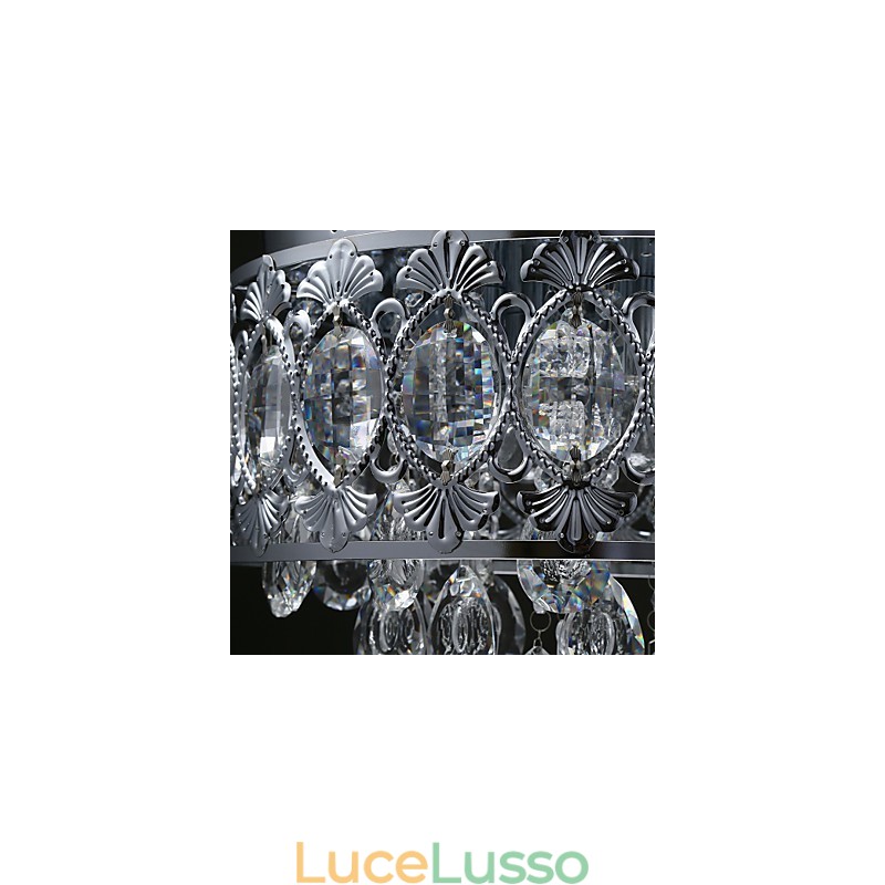 Elegante lampadario moderno in cristallo trasparente con 4 luci