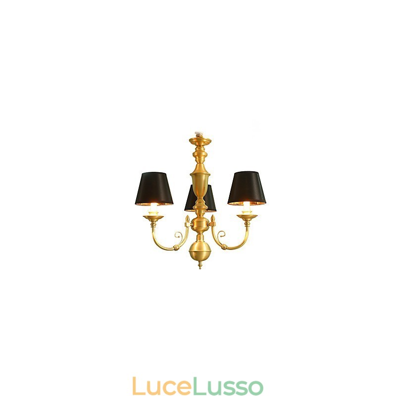 Lampadario tradizionale classico country in ottone caratteristica per mini stile metallo 3 lampadine