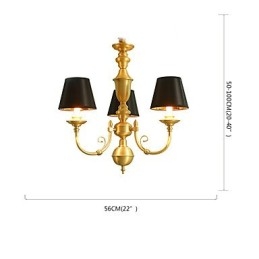 Lampadario tradizionale classico country in ottone caratteristica per mini stile metallo 3 lampadine