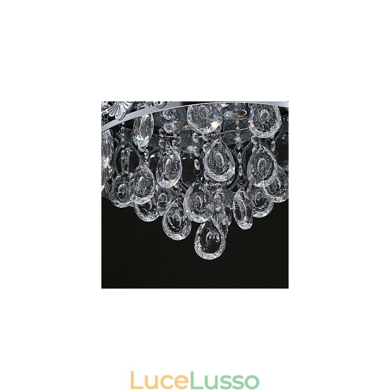 Elegante lampadario moderno in cristallo trasparente con 4 luci