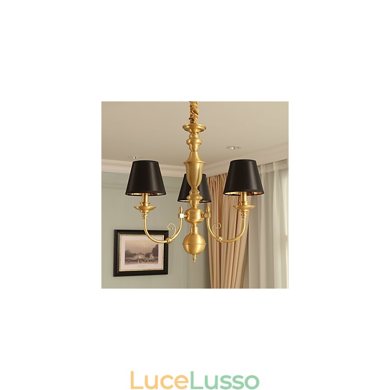 Lampadario tradizionale classico country in ottone caratteristica per mini stile metallo 3 lampadine