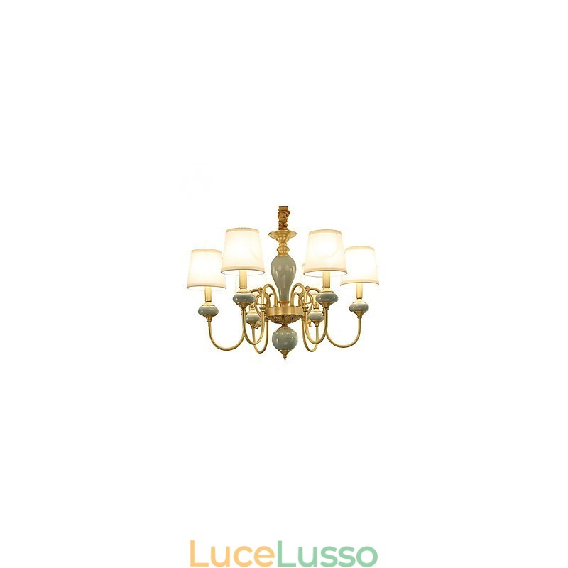 Lampadario tradizionale classico country in ottone caratteristica per mini stile metallo 6 lampadine
