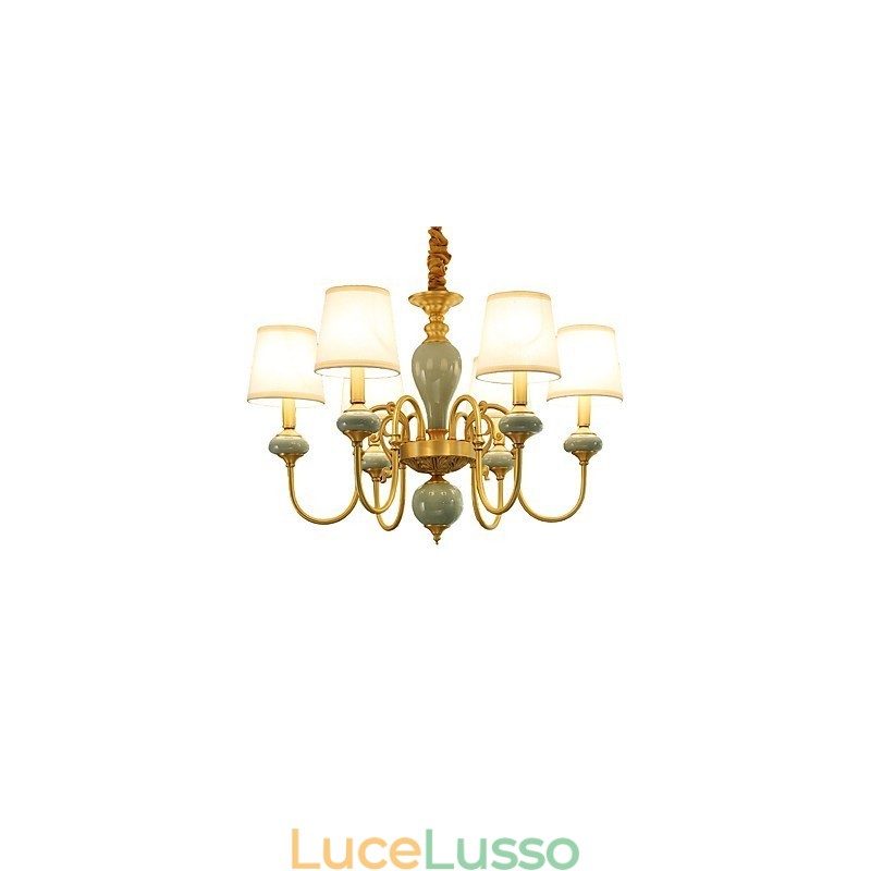 Lampadario tradizionale classico country in ottone caratteristica per mini stile metallo 6 lampadine