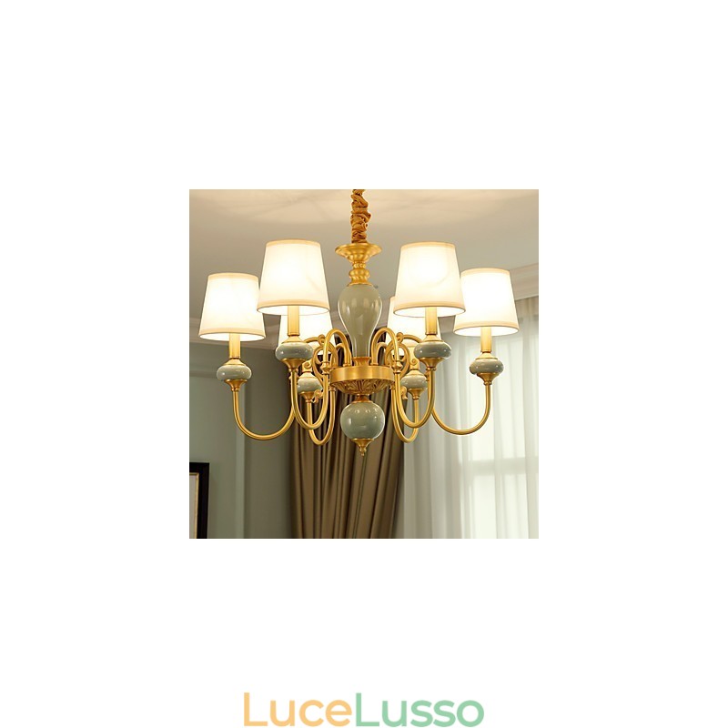 Lampadario tradizionale classico country in ottone caratteristica per mini stile metallo 6 lampadine