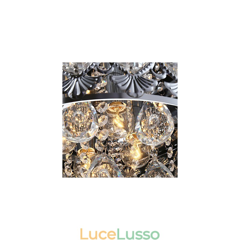 Elegante lampadario moderno in cristallo trasparente con 4 luci