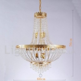 Caratteristica classica tradizionale elettroplaccata per lampadario in metallo stile mini in cristallo a 9 lampadine
