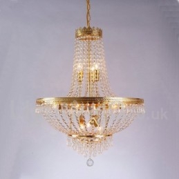 Caratteristica classica tradizionale elettroplaccata per lampadario in metallo stile mini in cristallo a 9 lampadine