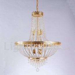 Caratteristica classica tradizionale elettroplaccata per lampadario in metallo stile mini in cristallo a 9 lampadine