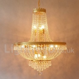 Caratteristica classica tradizionale elettroplaccata per lampadario in metallo stile mini in cristallo a 9 lampadine