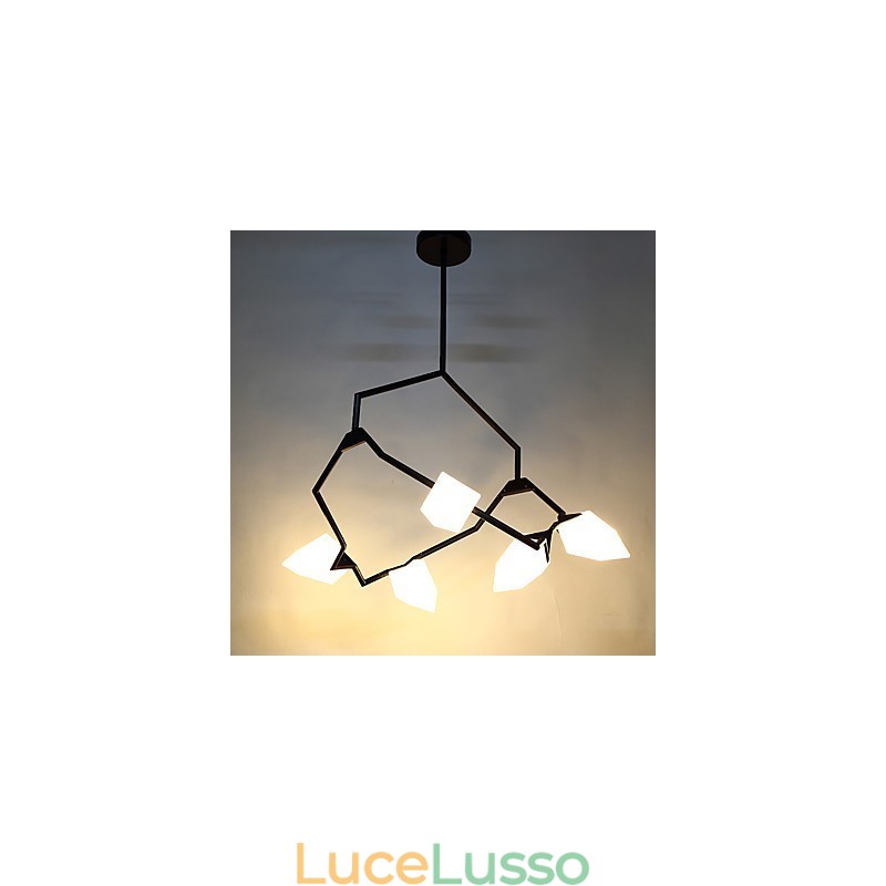 Five Light Post Modern Metal with Glass Peach Chandelier Lamp the Canteen Decorate Pendant Lamp