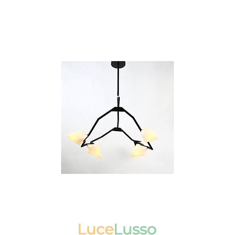 Five Light Post Modern Metal with Glass Peach Chandelier Lamp the Canteen Decorate Pendant Lamp