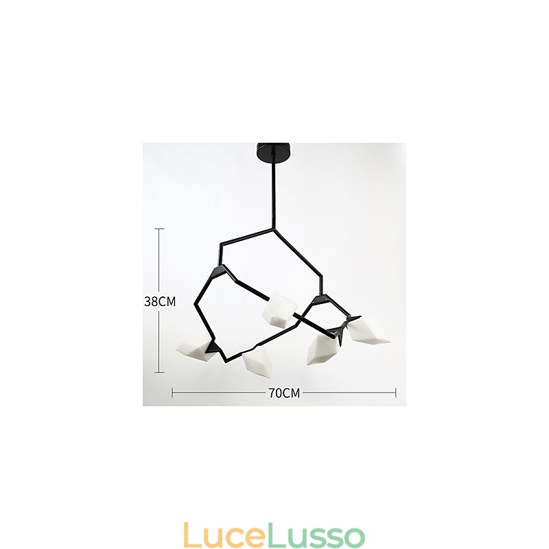 Five Light Post Modern Metal with Glass Peach Chandelier Lamp the Canteen Decorate Pendant Lamp