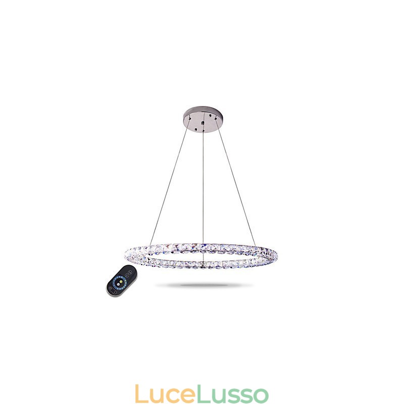 Lampadario moderno in cristallo ad anello Lampadario moderno in cristallo Lampada da soffitto Lampada da interno dimmerabile con telecomando