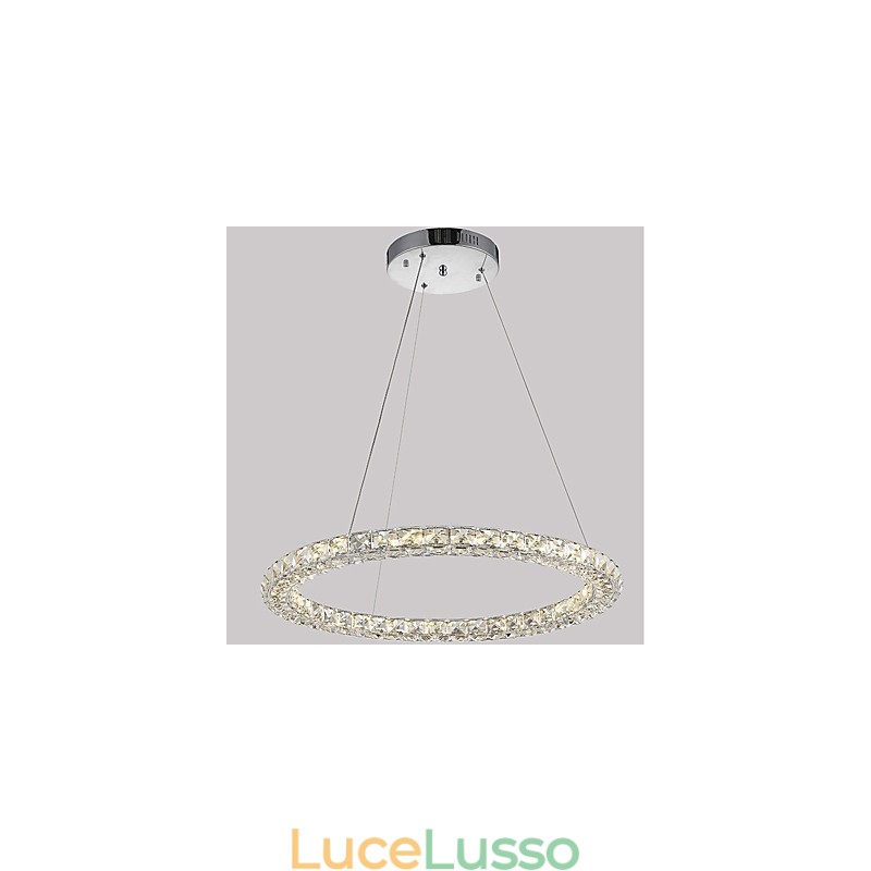 Lampadario moderno in cristallo ad anello Lampadario moderno in cristallo Lampada da soffitto Lampada da interno dimmerabile con telecomando