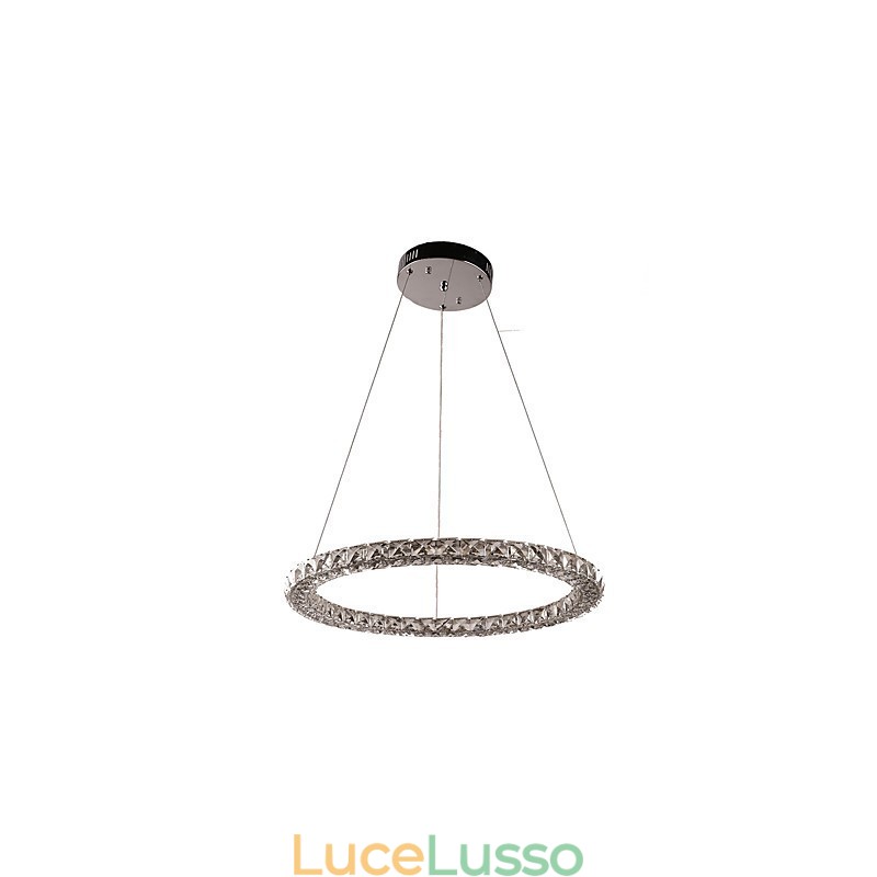Lampadario moderno in cristallo ad anello Lampadario moderno in cristallo Lampada da soffitto Lampada da interno dimmerabile con telecomando