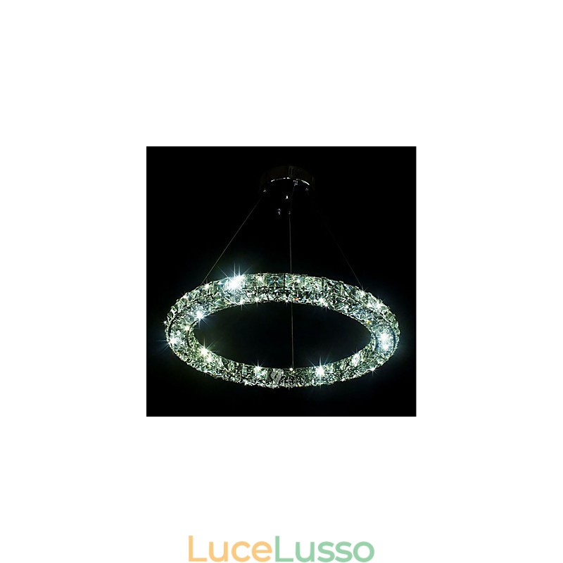 Lampadario moderno in cristallo ad anello Lampadario moderno in cristallo Lampada da soffitto Lampada da interno dimmerabile con telecomando