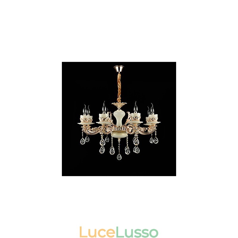 Caratteristica tradizionale classica in lega di zinco per lampadario in metallo con 8 lampadine in stile mini cristallo