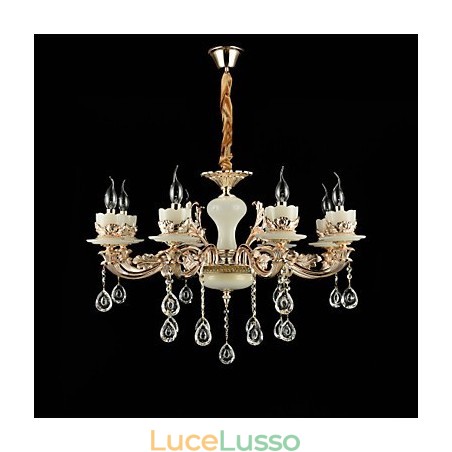 Caratteristica tradizionale classica in lega di zinco per lampadario in metallo con 8 lampadine in stile mini cristallo Caratteristica tradizionale classica in lega di zinco per lampadario in metallo con 8 lampadine in stile mini cristallo