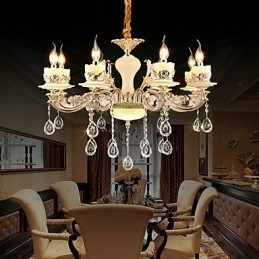 Caratteristica tradizionale classica in lega di zinco per lampadario in metallo con 8 lampadine in stile mini cristallo
