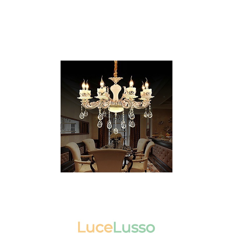 Caratteristica tradizionale classica in lega di zinco per lampadario in metallo con 8 lampadine in stile mini cristallo