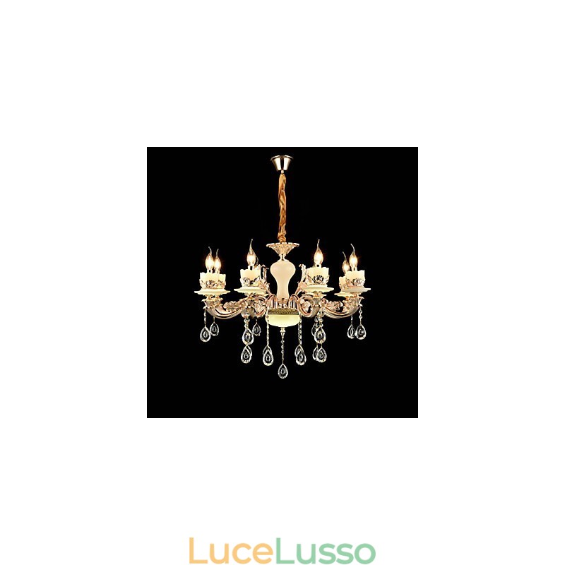 Caratteristica tradizionale classica in lega di zinco per lampadario in metallo con 8 lampadine in stile mini cristallo