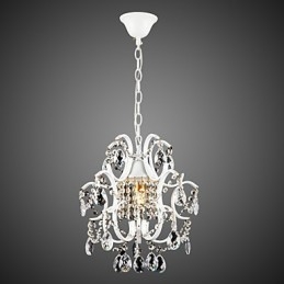 Lampadario in ferro dipinto con lampada moderna in cristallo trasparente