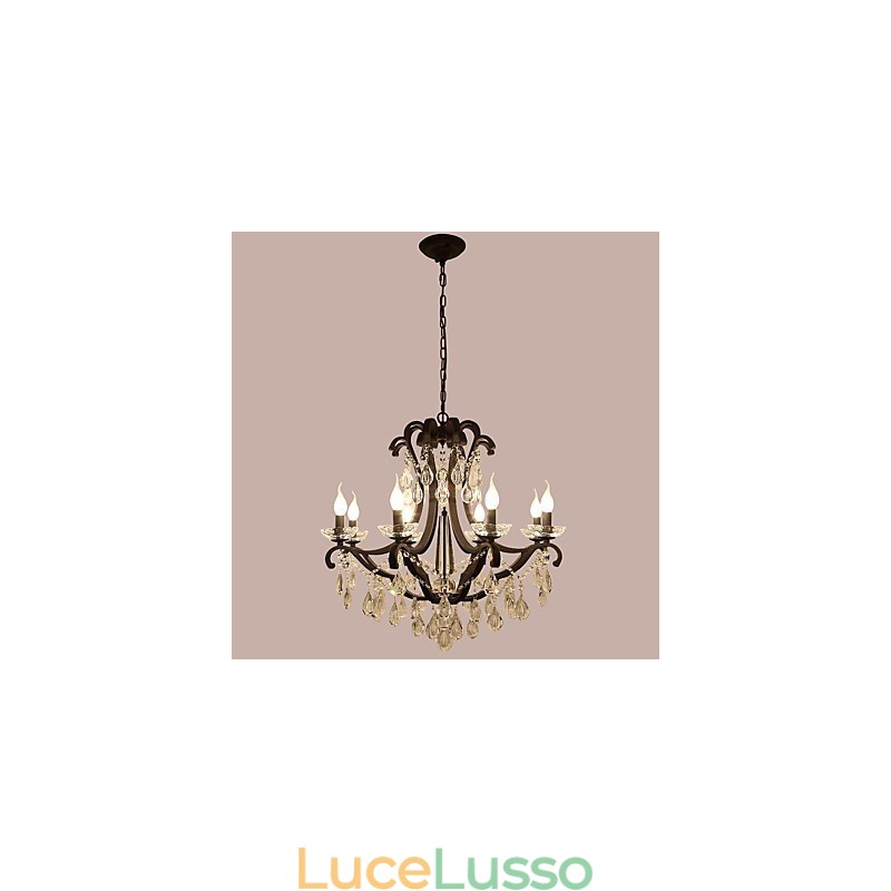 Lampadario di cristallo a 8 luci moderno contemporaneo tradizionale classico rustico lodge vintage retrò lanterna tamburo paese dipinto