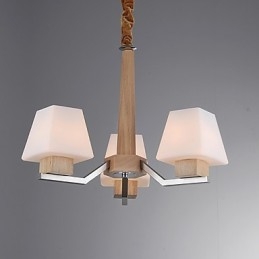 Lampadario in legno e bambù con caratteristica galvanica contemporanea moderna