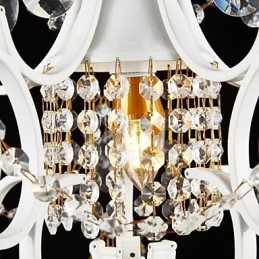 Lampadario in ferro dipinto con lampada moderna in cristallo trasparente