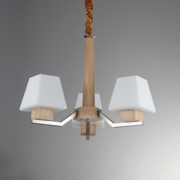 Lampadario in legno e bambù con caratteristica galvanica contemporanea moderna
