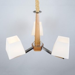 Lampadario in legno e bambù con caratteristica galvanica contemporanea moderna