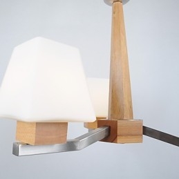 Lampadario in legno e bambù con caratteristica galvanica contemporanea moderna