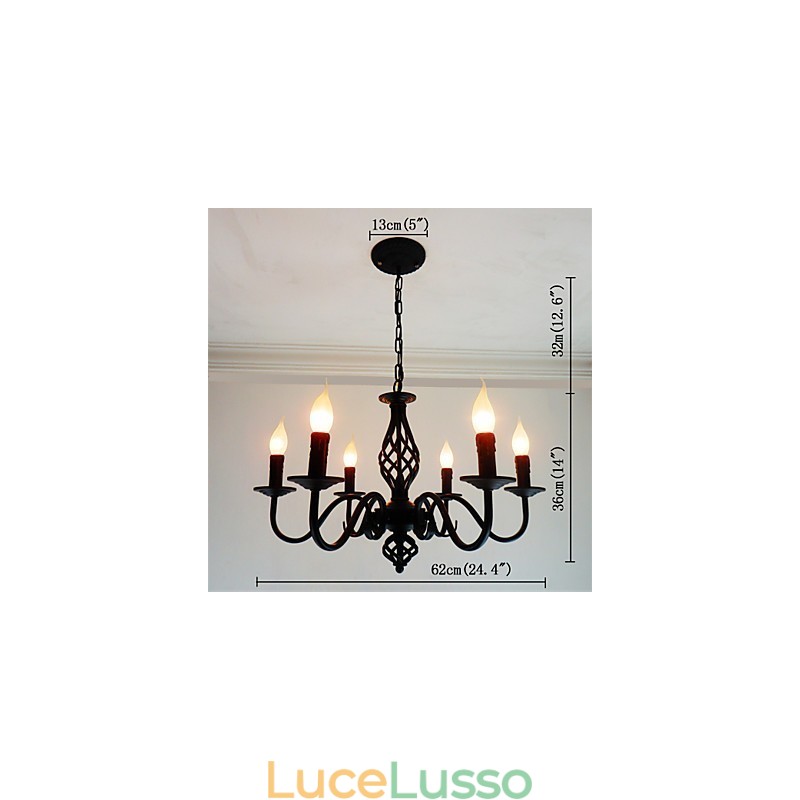 Artistico Chic & Moderno Altri Caratteristica per Candela Stile Metallo Interni 6 Lampadine Lampadario