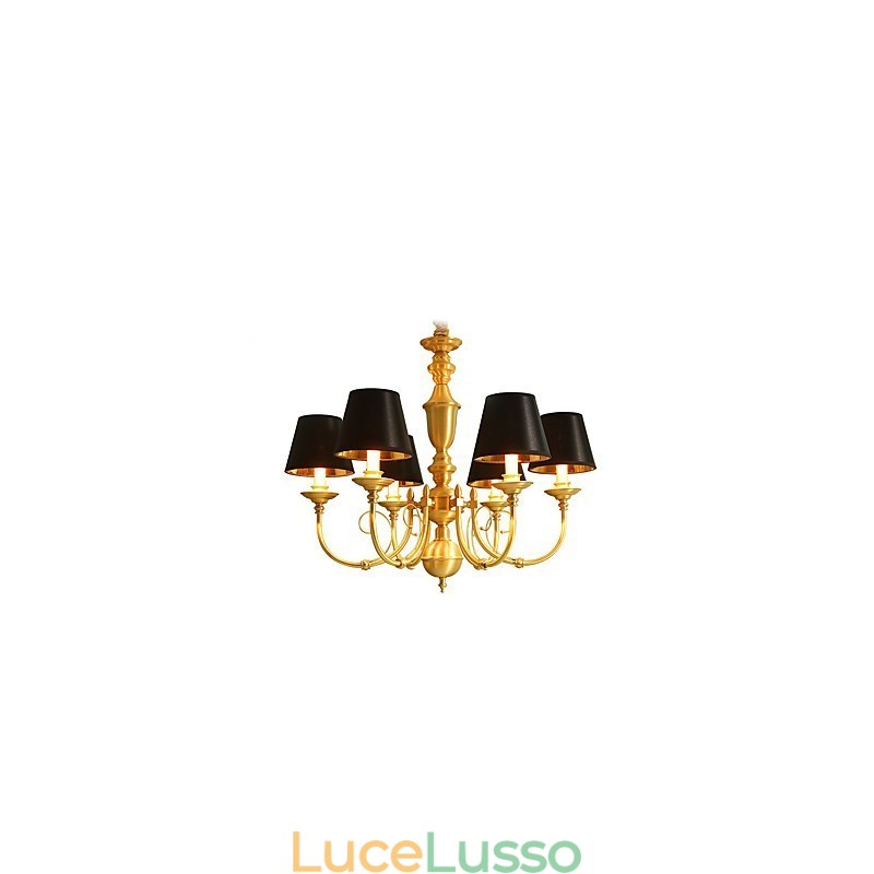 Lampadario tradizionale classico country in ottone caratteristica per mini stile metallo 6 lampadine