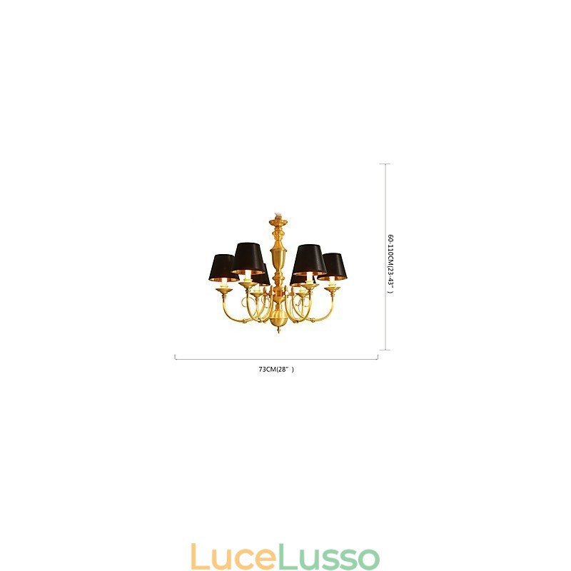 Lampadario tradizionale classico country in ottone caratteristica per mini stile metallo 6 lampadine