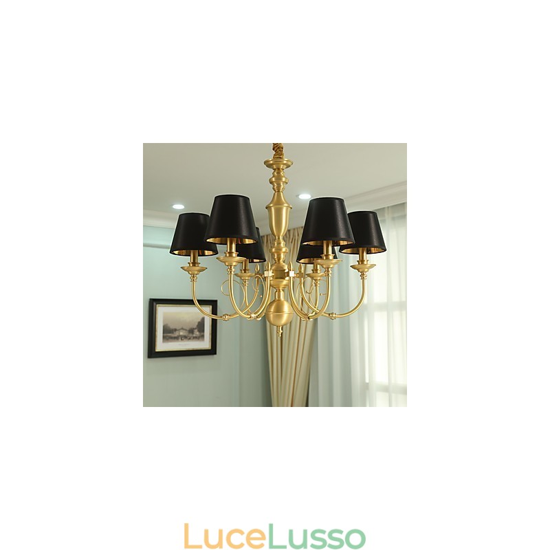 Lampadario tradizionale classico country in ottone caratteristica per mini stile metallo 6 lampadine