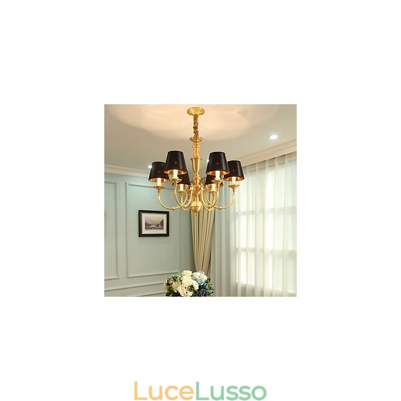 Lampadario tradizionale classico country in ottone caratteristica per mini stile metallo 6 lampadine